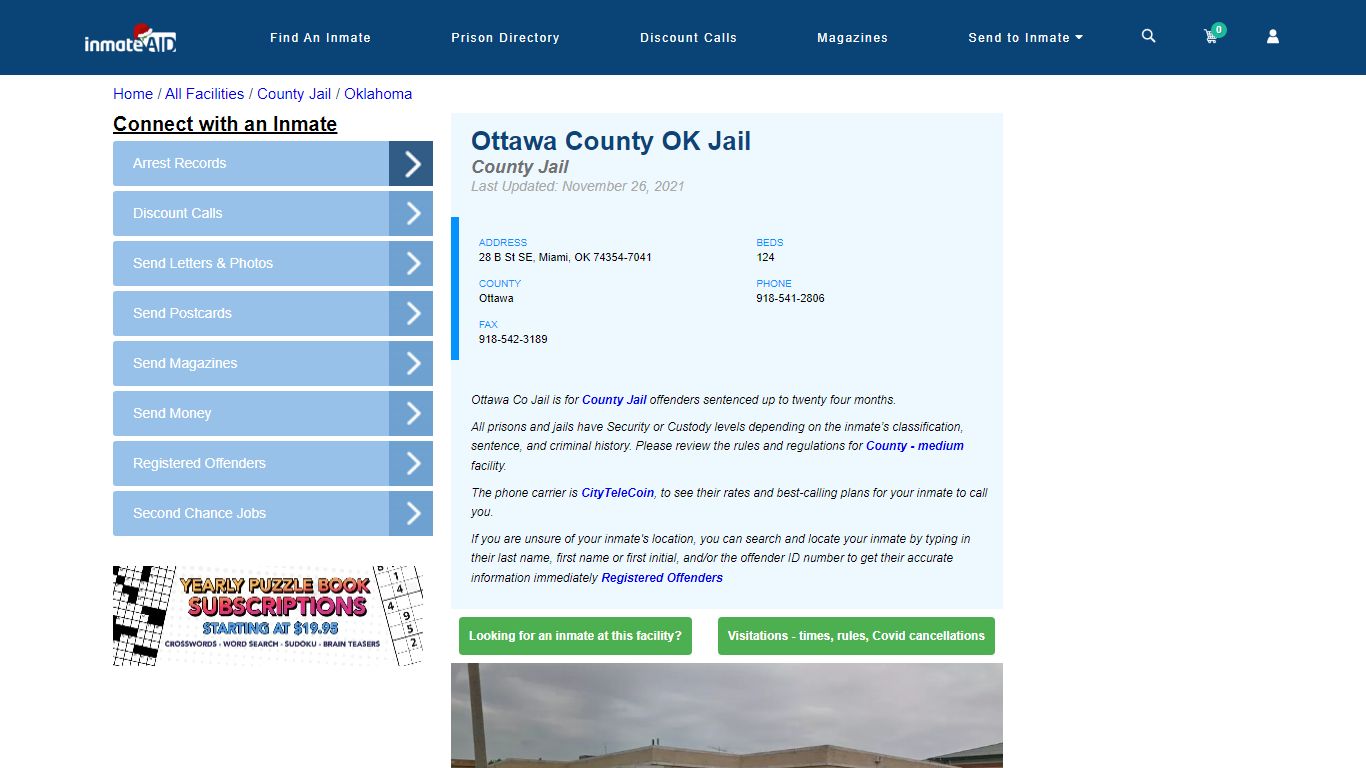 Ottawa County OK Jail - Inmate Locator - Miami, OK